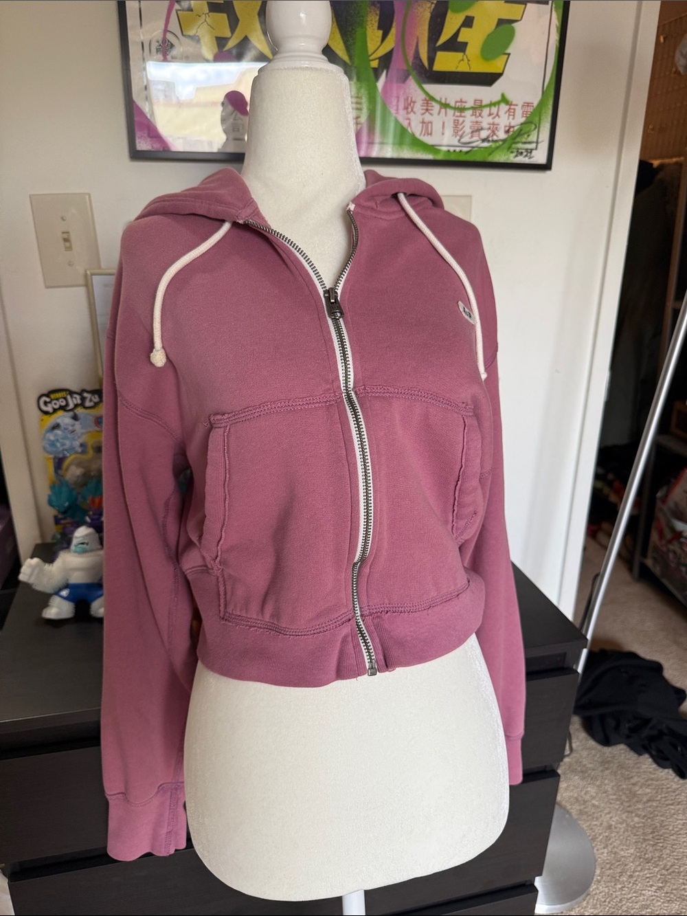 Abercrombie Women's Zip-Up Hooded Jacket in Dusty Rose